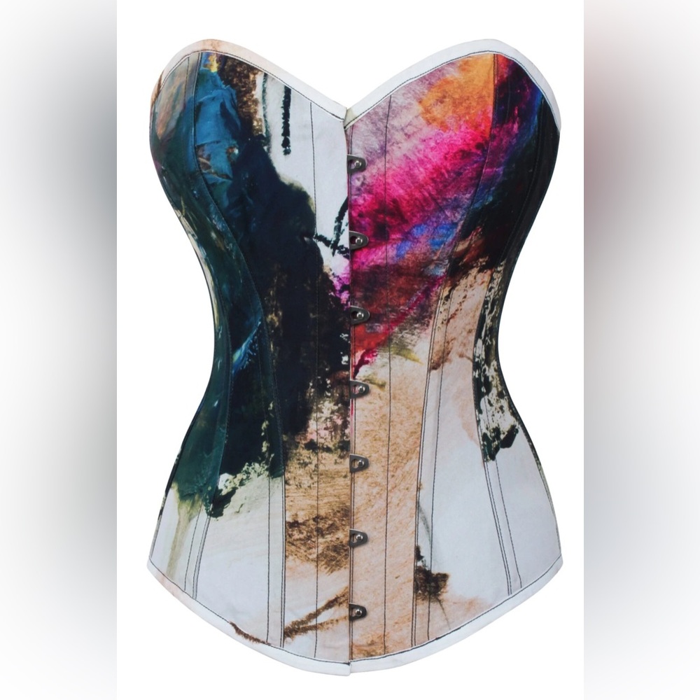 Abstract Ink Longline Overbust Corset